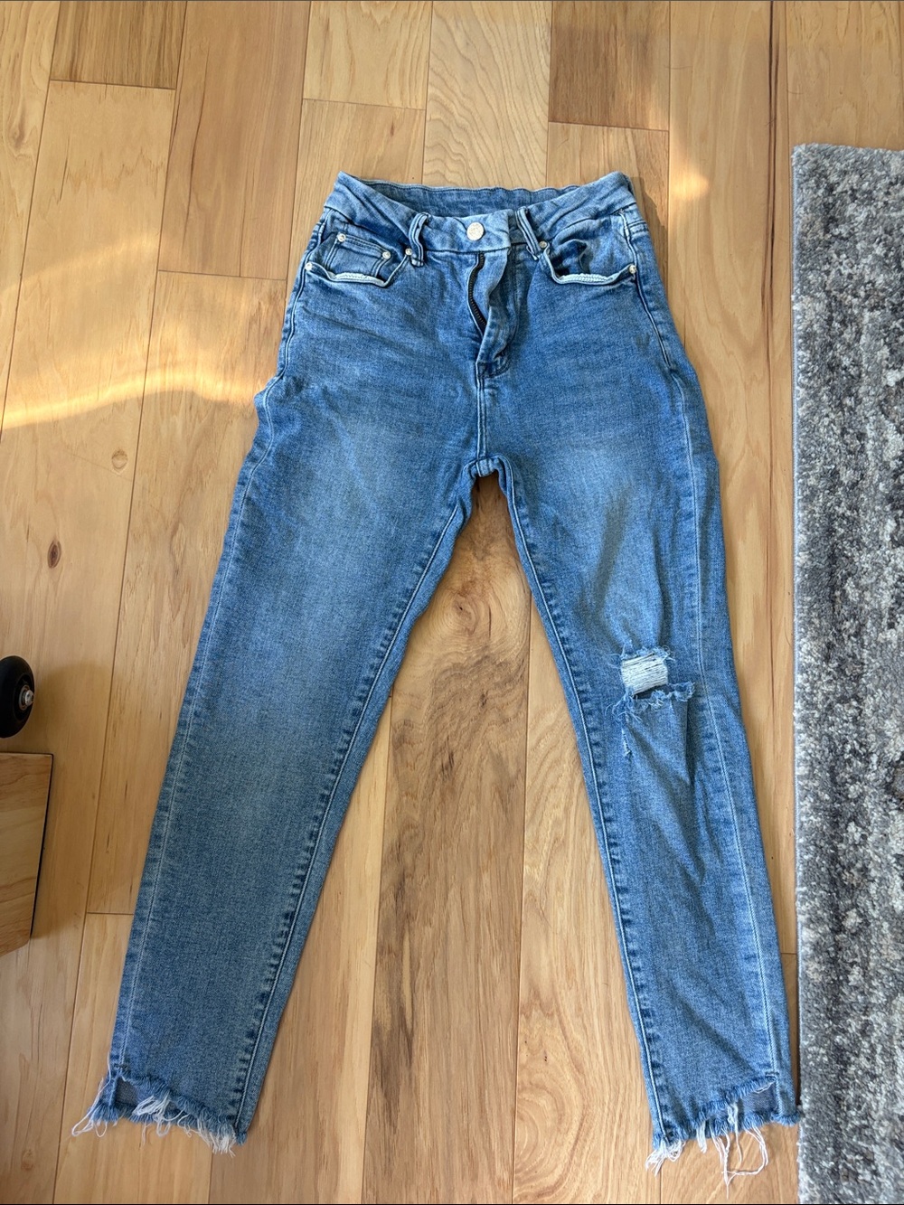 Mother the looker ankle step fray denim jeans 26